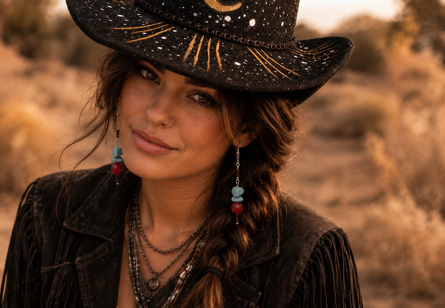 Turquoise & Crimson Spirit Earrings