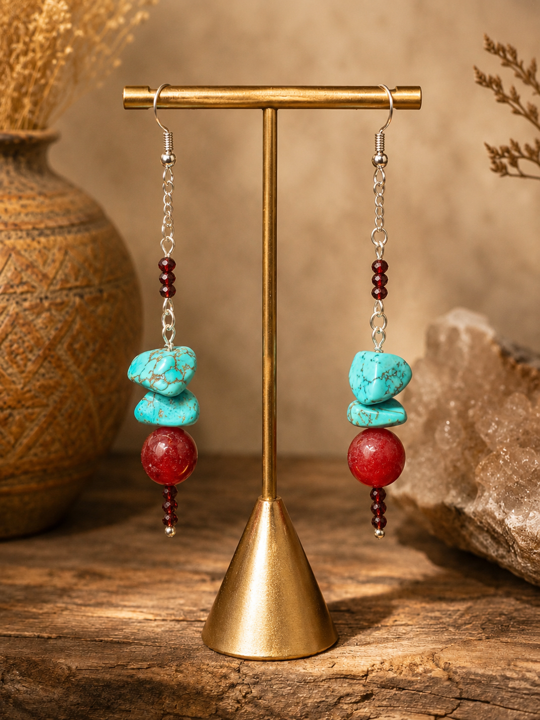 Turquoise & Crimson Spirit Earrings
